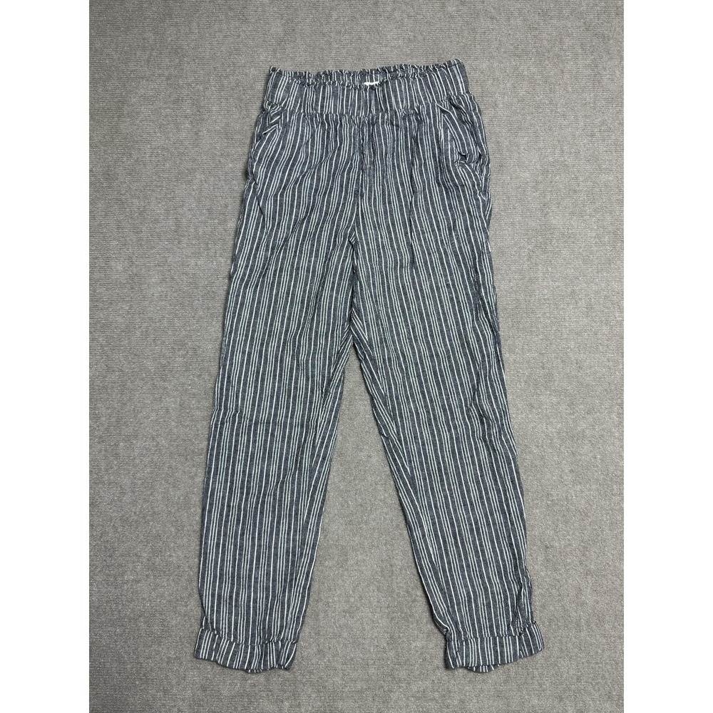 Sky and Sparrow Pants Womens Medium‎ Linen Rayon Striped Elastic Waist Casual